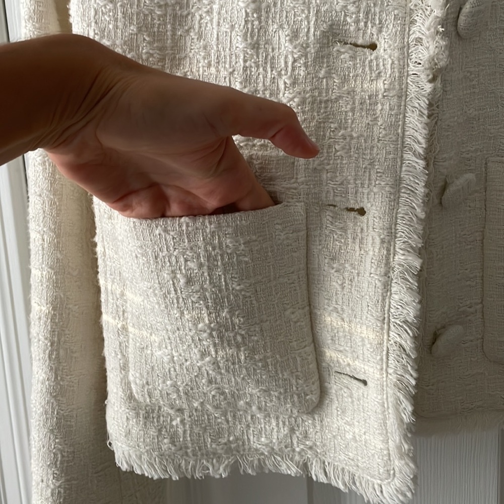 Proenza Schouler Cotton Tweed Crop Jacket Coat size 0 Ivory White - Picture 5 of 11